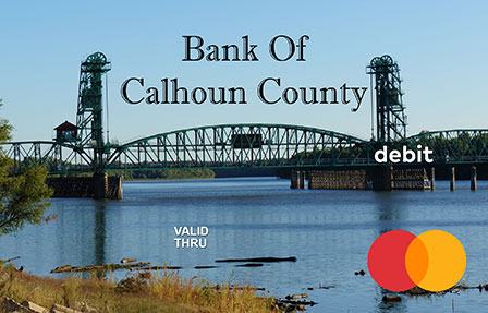 Hardin Bridge depicted on a Bank of Calhoun County card