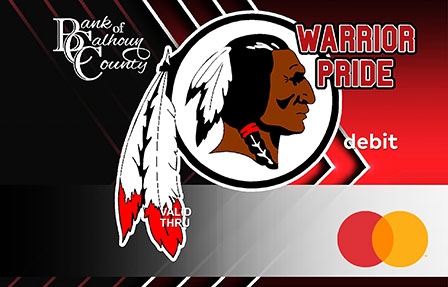 Warrior Pride card with logo on red background